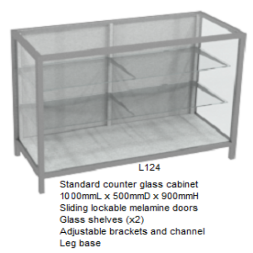 RMS Glass counter display cabinet (L124)