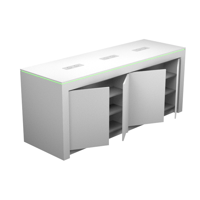 Display table with rgb led lighting_2400mm w/two door s... | RMS | RMS ...