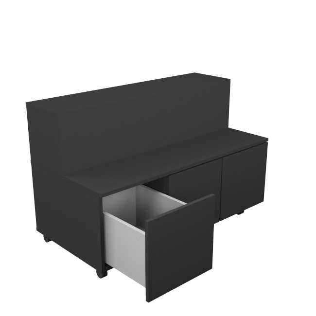 RMS Step-up display - 3 x drawer storage w/castors