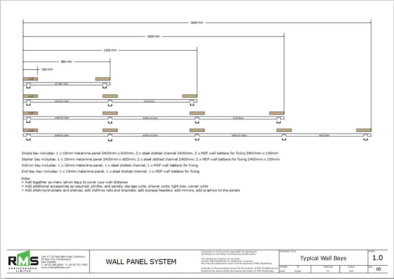 RMS Wall panel system - double add-on bay 2400mmH X 1200mmW